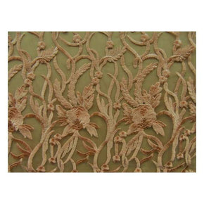  Peach Fancy Embroidery with Scalloped Sides on Polyester Mesh