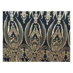  Black/Gold Fancy Embroidery & 2mm Sequins on Mesh