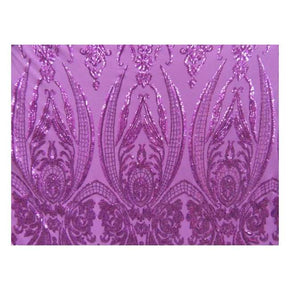  Fuchsia Fancy Embroidery & 2mm Sequins on Mesh