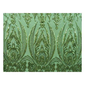  Olive/Green Fancy Embroidery & 2mm Sequins on Mesh
