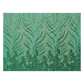  Mint/Green Fancy Embroidery & 2mm Sequins on Mesh