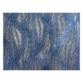  Navy Fancy Embroidery & 2mm Sequins on Polyester