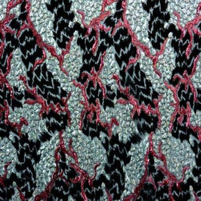  Black/Silver/Burgundy Shiny Fancy Three-Tone 2mm Sequin on Polyester Mesh