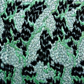  Black/Silver/Green Shiny Fancy Three-Tone 2mm Sequin on Polyester Mesh