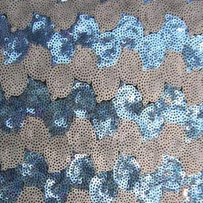  Turquoise/Gray Fancy Two-Tone Wavy Circles 2mm Sequin on Mesh