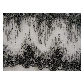  Black/Silver Fancy Glitter Leaf & Floral on Tulle Net