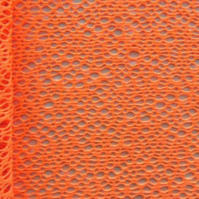  Neon Orange Fancy Mesh on Polyester Spandex