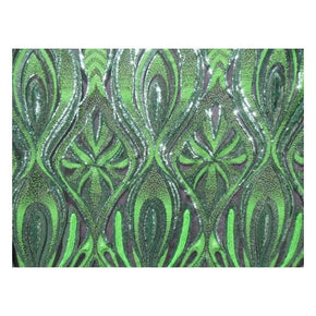  Neon Green/Silver Fancy Embroidery & 2mm Sequins on Mesh