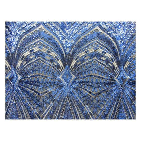  Royal Blue Shiny Fancy Sequins on Polyester Mesh