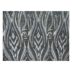  Silver/Gold Fancy Metallic Thread Embroidery & 2mm/5mm Sequin on Polyester Mesh