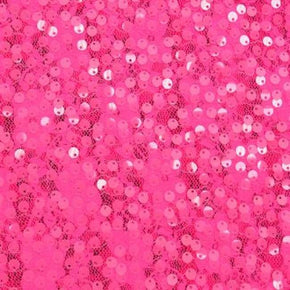  Hot/Pink Fancy 5mm Sequins Lace on Mesh