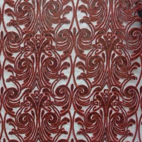  Burgundy Fancy 2mm Sequins Lace on Mesh