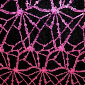 Hot/Pink Fancy 5mm Sequins Lace on Mesh