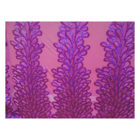  Purple/Pearl Three Trees Fancy 3mm Sequins on Stretch Mesh