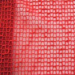  Red/Ash Embroidery on Stretch Mesh