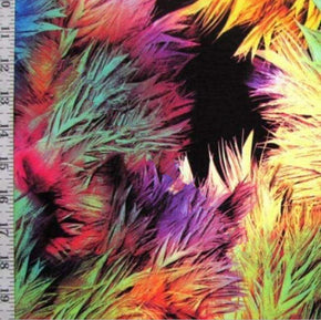 Multi-Colored Feather Print on Polyester Spandex