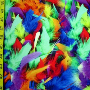 Multi-Colored Feather Print on Polyester Spandex