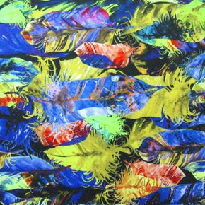Multi-Colored Feather Print on Polyester Spandex