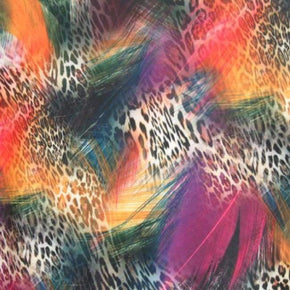 Multi-Colored Feather Print on Nylon Spandex
