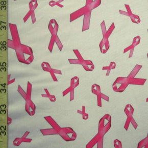  Pink/Off White Fight For A Cure Print on Polyester Spandex