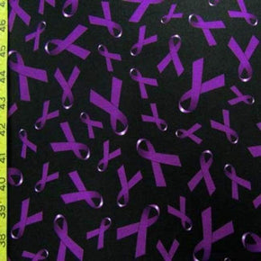  Purple/Black Fight For A Cure Print on Polyester Spandex