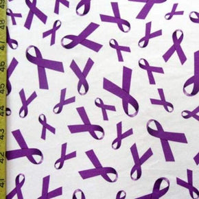  Purple/White Fight For A Cure Print on Polyester Spandex