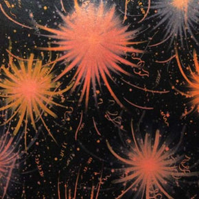  Black Fireworks Print on Polyester Spandex