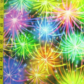 Multi-Colored Fireworks Print on Polyester Spandex