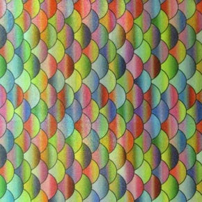 Multi-Colored Shiny Mirror Fishscale on Polyester Spandex