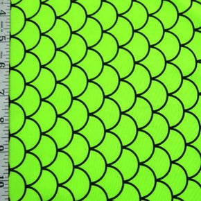  Neon Green Fishscale Print on Nylon Spandex
