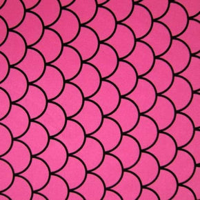  Neon Pink Fishscale Print on Nylon Spandex