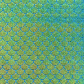 Turquoise Fishscale Mirror Foil on Nylon Spandex