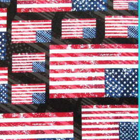 Multi-Colored Flags Print on Polyester Spandex