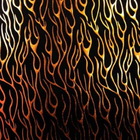  Copper/Black Flame Patterns Metallic Foil on Nylon Spandex