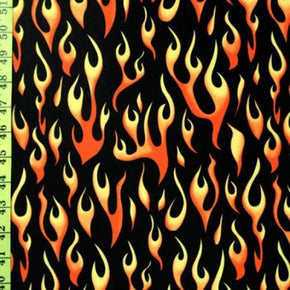  Orange/Yellow/Black Flame Print on Polyester Spandex