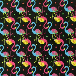 Multi-Colored Flamingo Print on Polyester Spandex