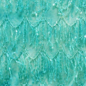  Turquoise Fringes 6mm Sequins on Jersey