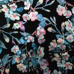  Mint/Black Metallic Floral Foil on Polyester Spandex