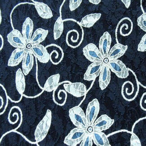  White/Blue Fancy Floral Lace
