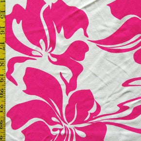  Fuchsia/White Floral Print on Polyester Spandex