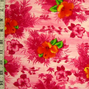 Multi-Colored Floral Print on Polyester Spandex