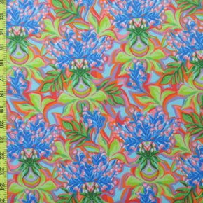  Blue Floral Print on Nylon Spandex