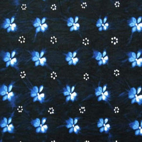  Dark Blue Floral Print on Nylon Spandex