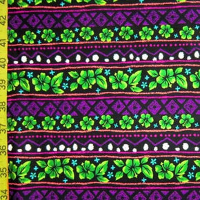  Green/Purple Floral Print on Nylon Spandex