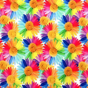 Multi-Colored Floral Print on Polyester Spandex