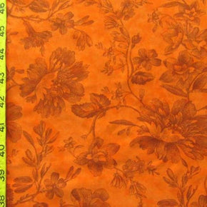  Orange Floral Print on Nylon Spandex