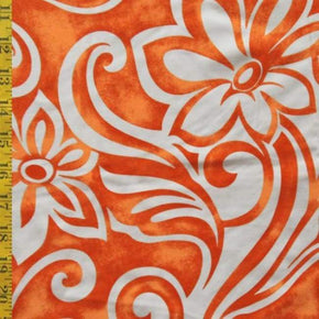  Orange Floral Print on Nylon Spandex