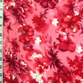  Pink/Red Floral Print on Nylon Spandex