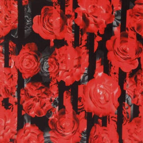  Red/Black Floral Print on Nylon Spandex