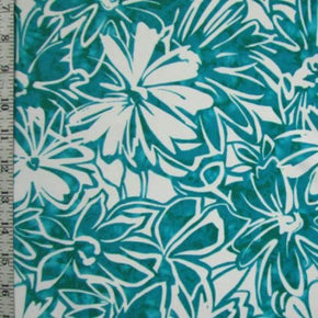  Turquoise/White Floral Print on Nylon Spandex
